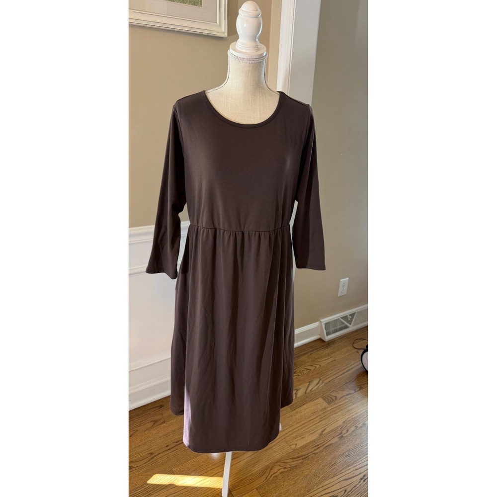 Isabel Maternity by Ingrid & Isabel Brown Empire Waist Pocket Midi Dress XL
